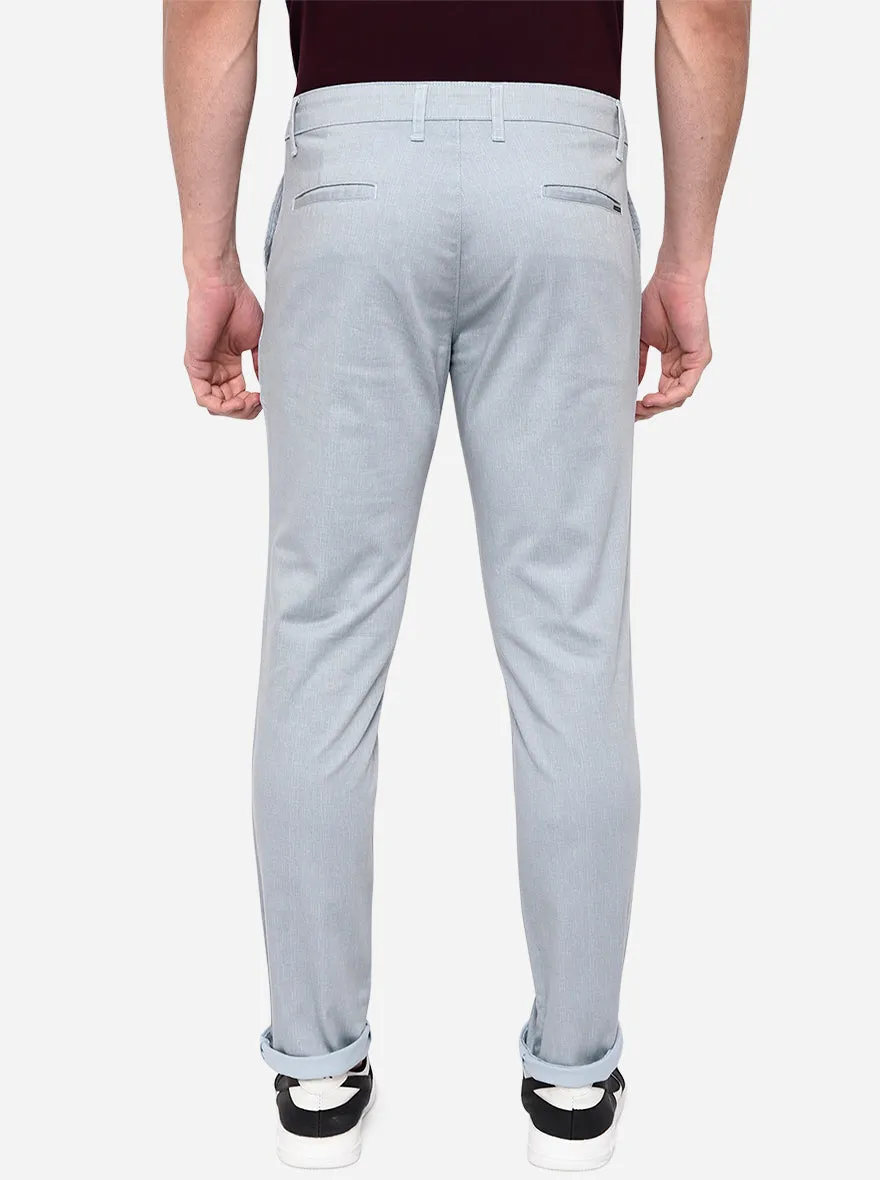 Light Grey Solid Neo Fit Casual Trouser | Greenfibre