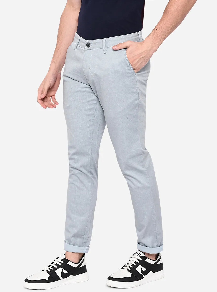 Light Grey Solid Neo Fit Casual Trouser | Greenfibre