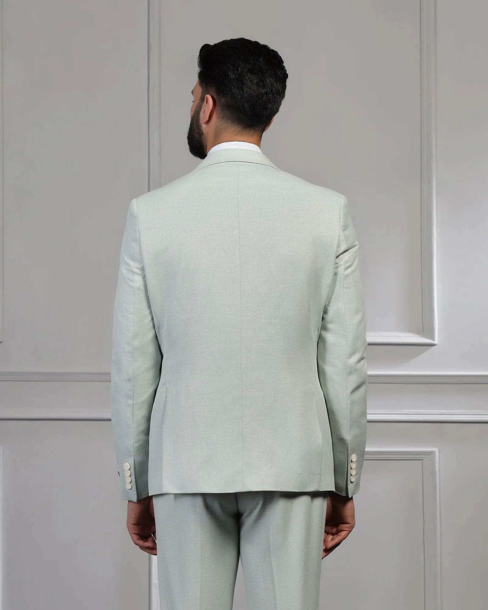 Linen Two Piece Mint Green Textured Formal Suit - Mineral