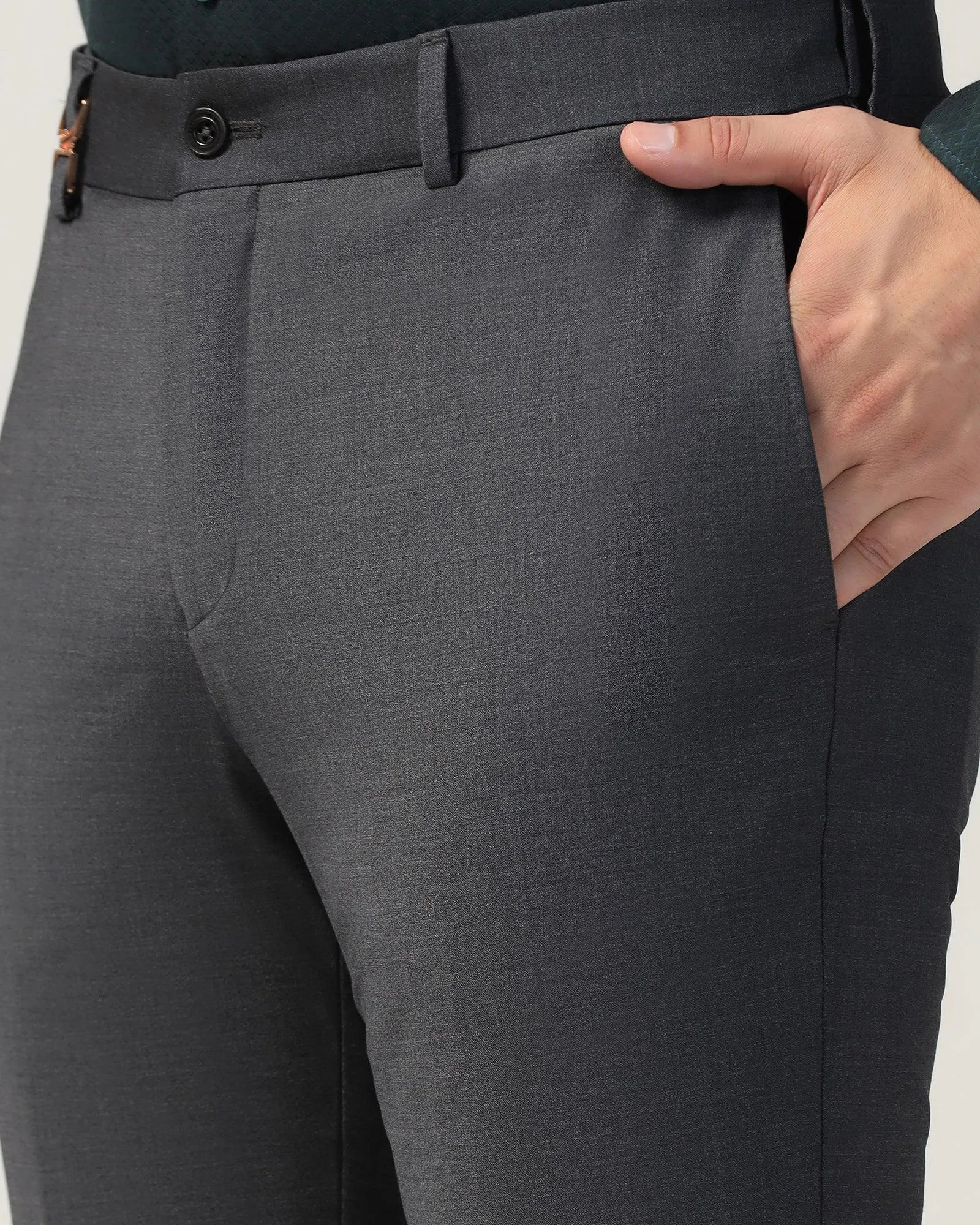 Luxe Slim Comfort B-95 Formal Charcoal Solid Trouser - Lamborghini