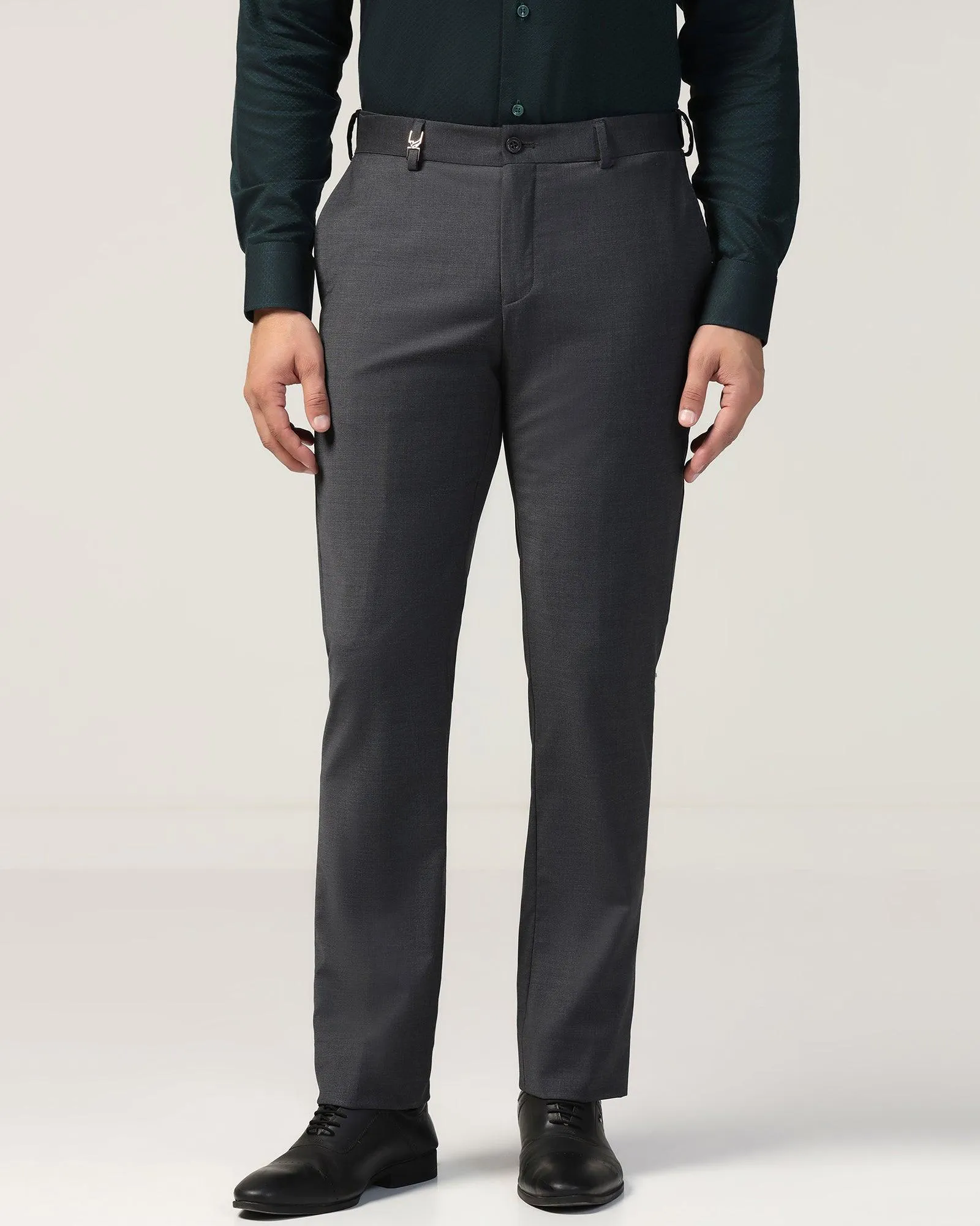 Luxe Slim Comfort B-95 Formal Charcoal Solid Trouser - Lamborghini