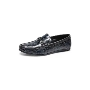 LuxeCroco Modish Metal Toe Slip On Loafers