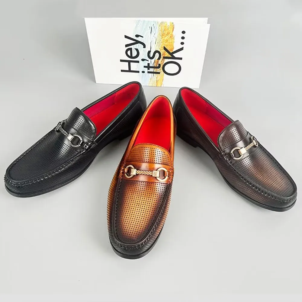 LuxLeather Elegant Genuine Leather Slip On Loafers