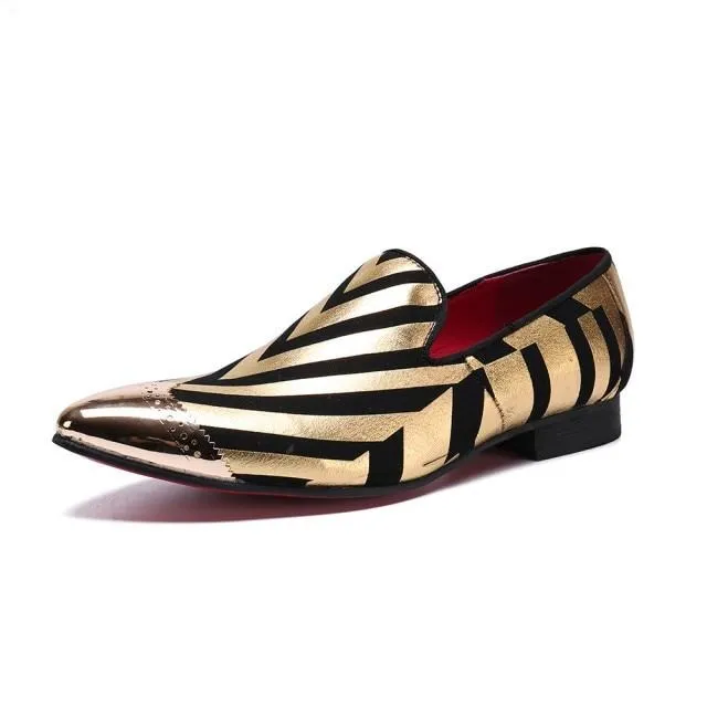 Luxury Exotic Striped Pointed Toe Oxford Shoes