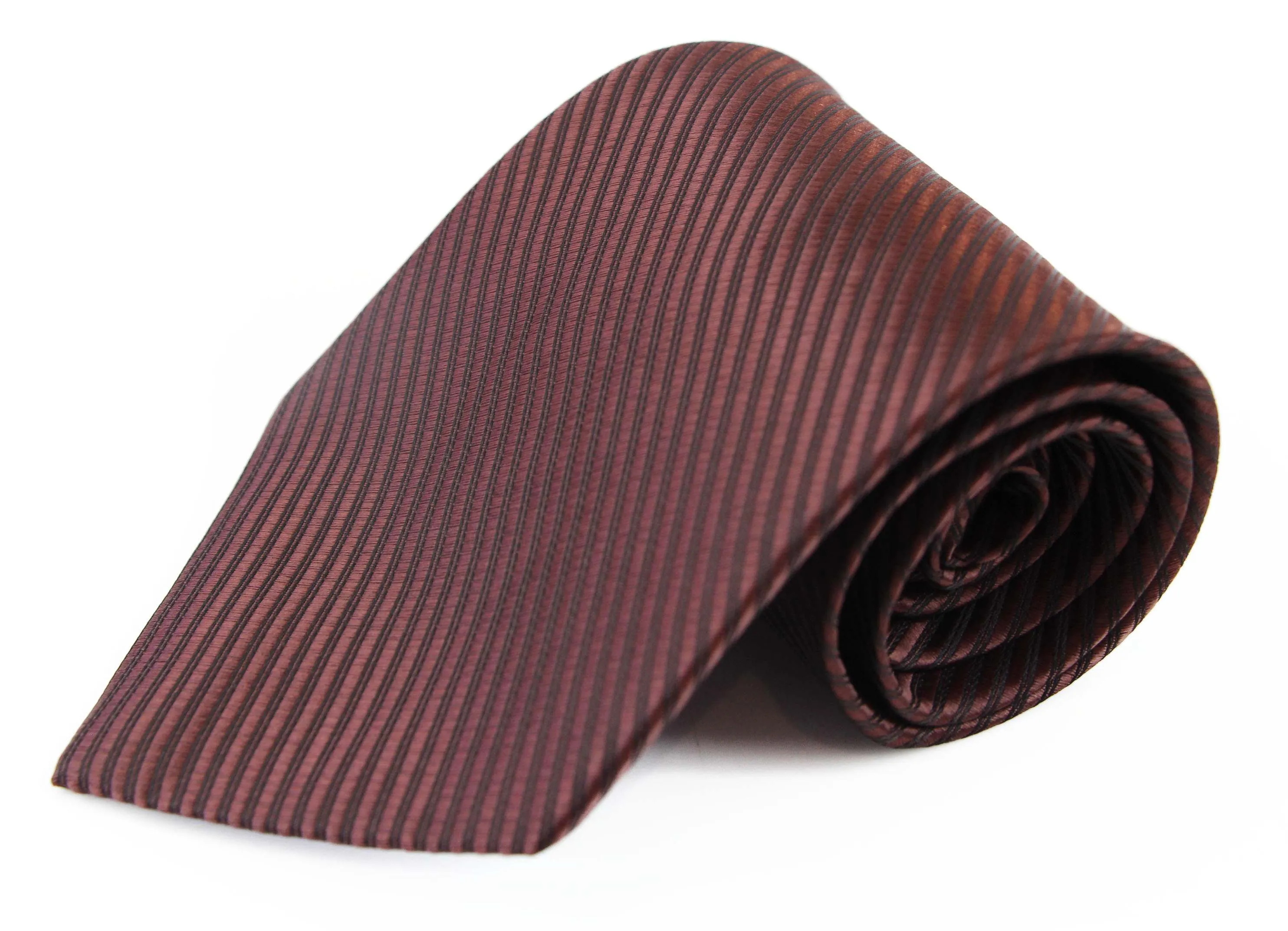 Mens Dark Brown Striped 10cm Classic Neck Tie