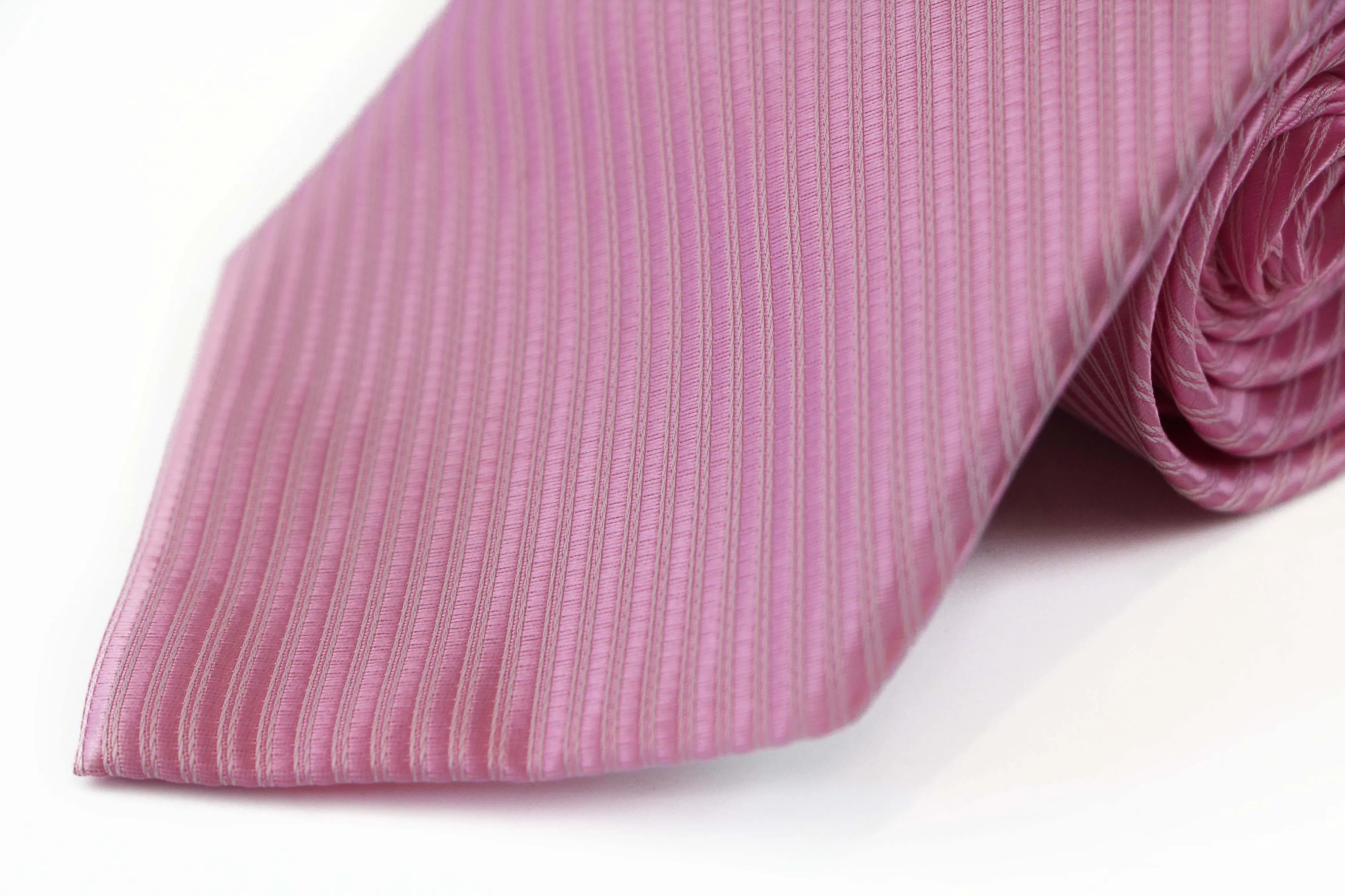 Mens Light Pink Striped 10cm Classic Neck Tie