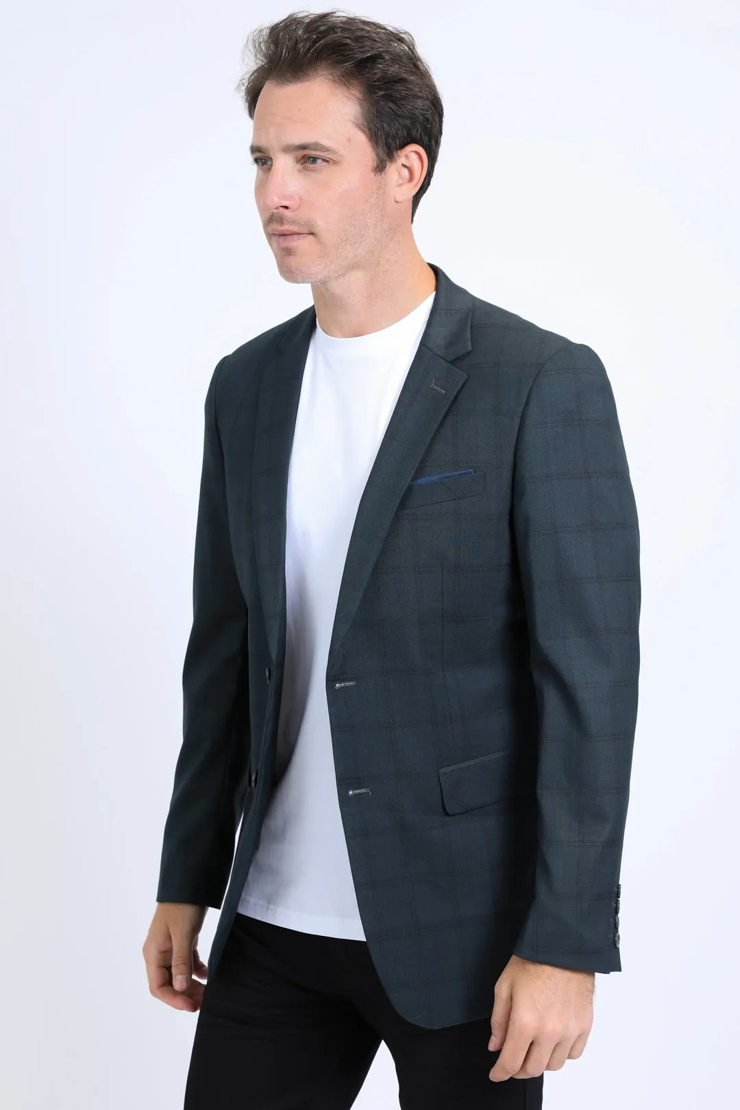 Mens Modern Fit Stretch Date Night Green Blazer