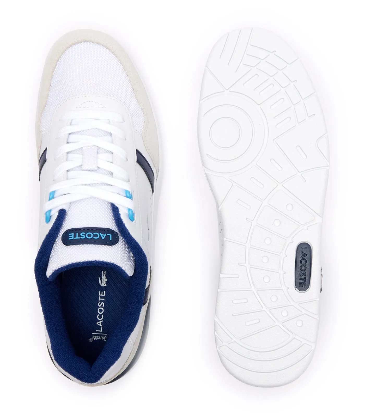 Men's T-Clip Contrasted Leather Trainers  White/Blue