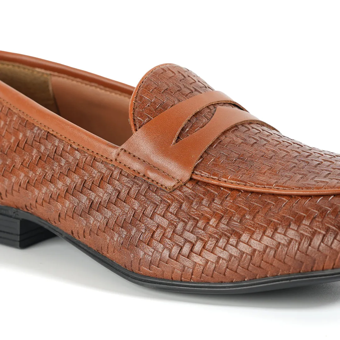 Monkstory Braided Flexi Business Slip-Ons - Tan