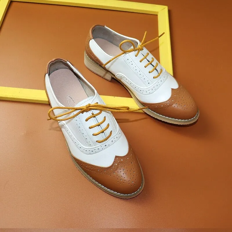 Multi-color Vegan Leather Lace-Up Wingtip Oxford Shoes