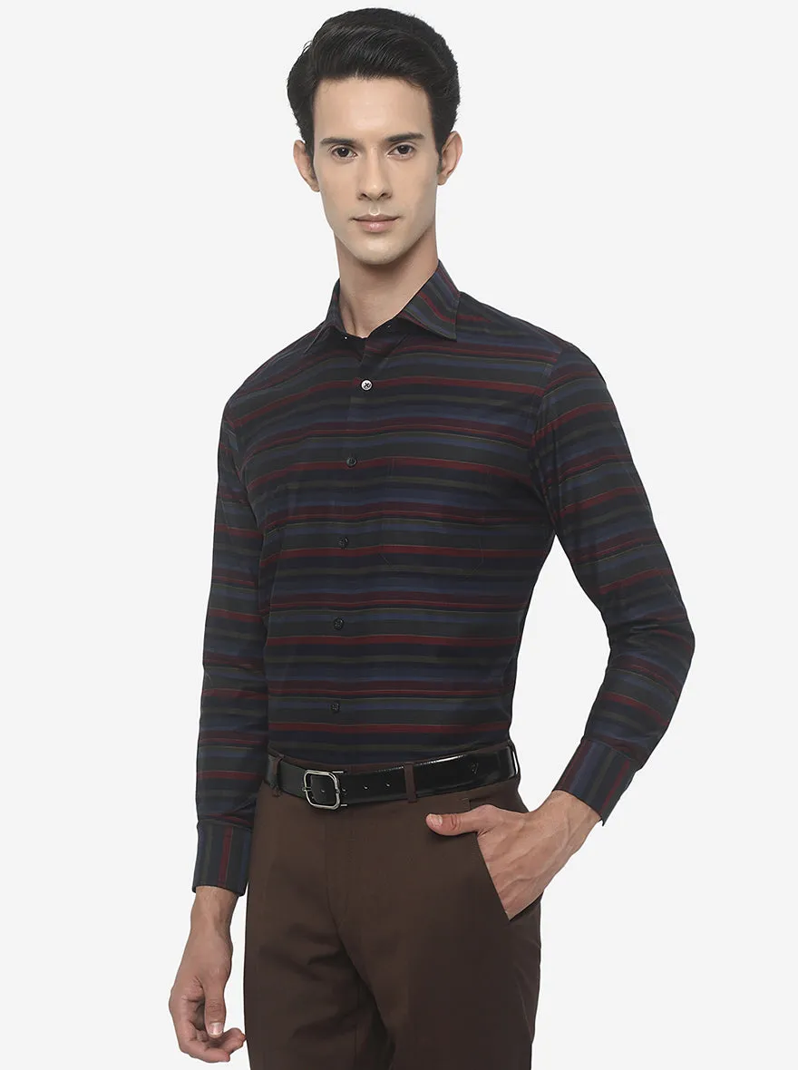 Multicolor Striped Slim Fit Formal Shirt | Metal