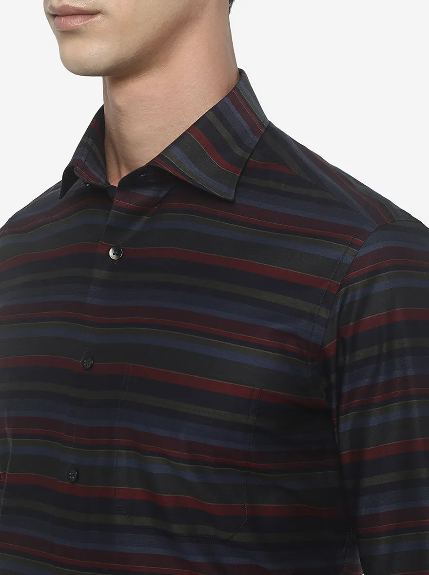 Multicolor Striped Slim Fit Formal Shirt | Metal