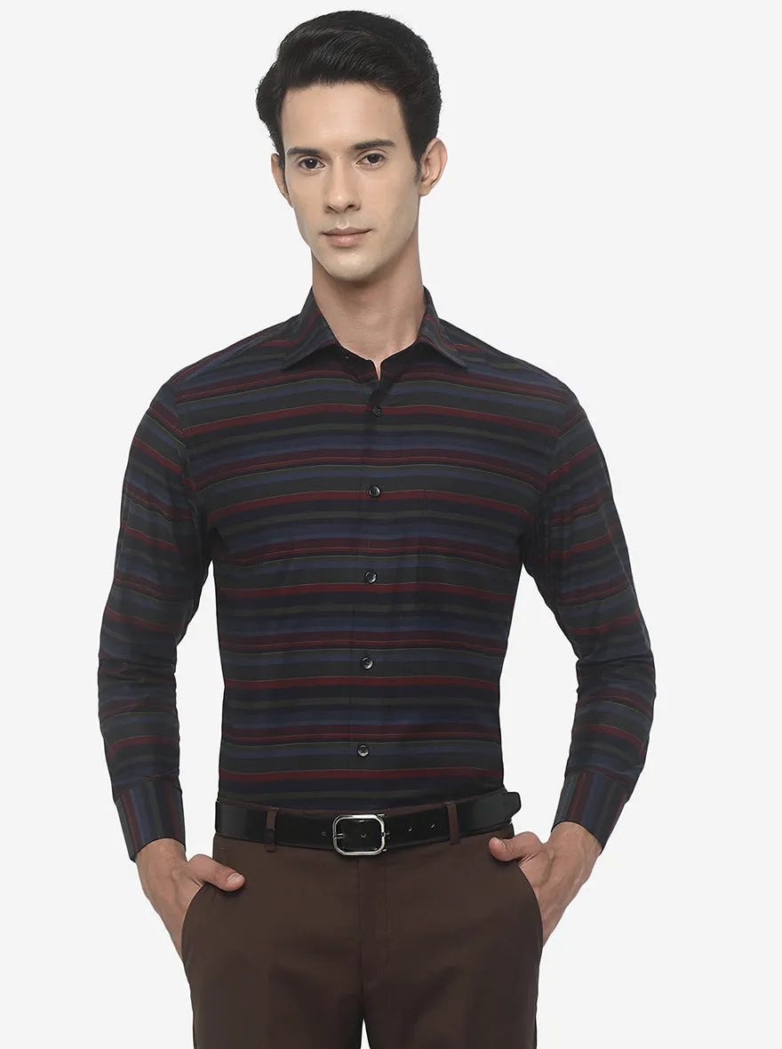 Multicolor Striped Slim Fit Formal Shirt | Metal