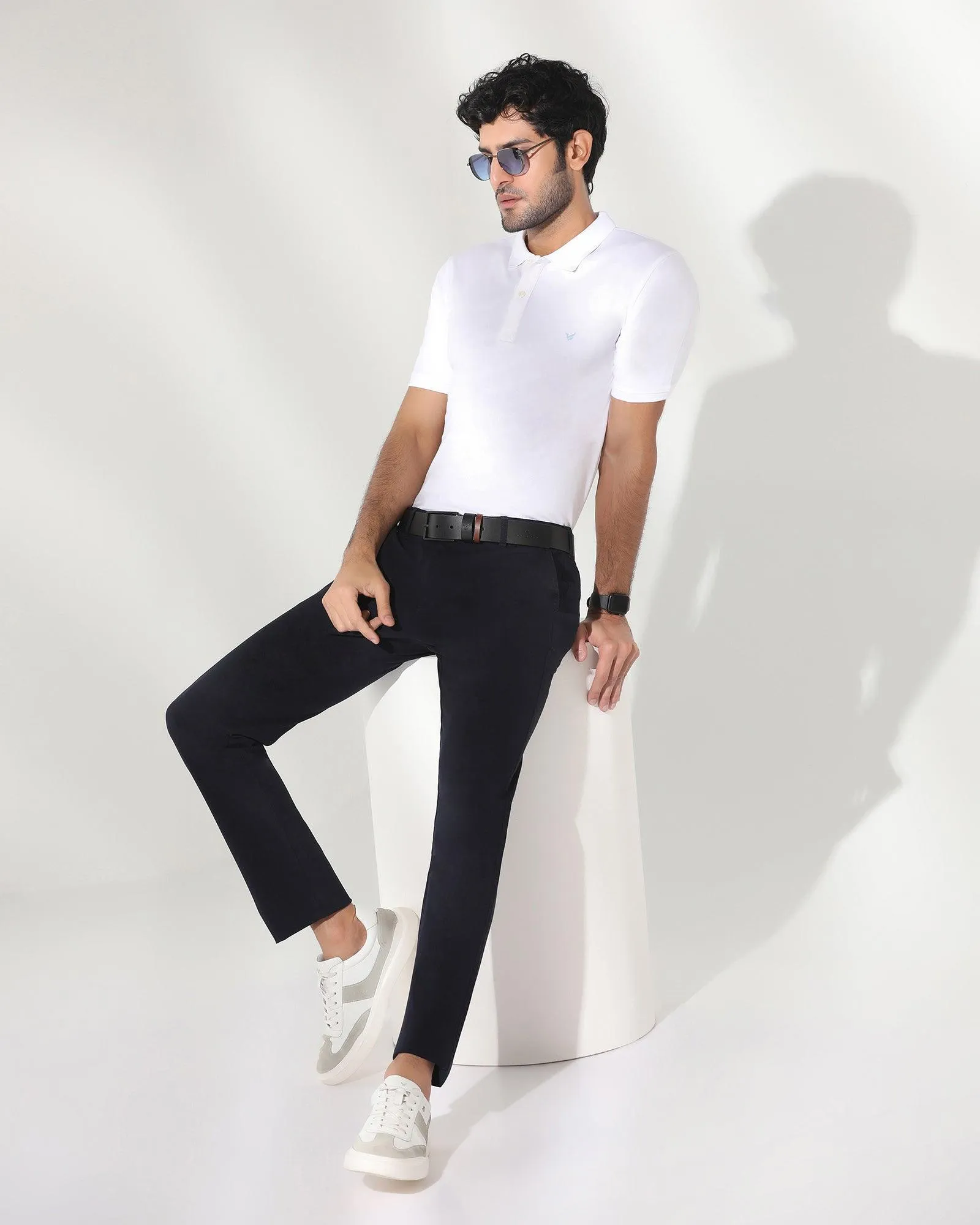 Must Haves Slim Fit B-91 Casual Navy Solid Khakis - Kiler