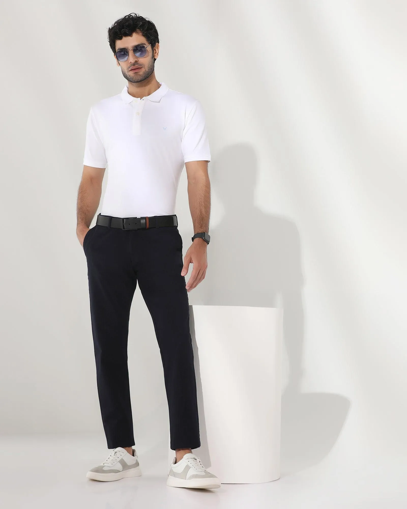 Must Haves Slim Fit B-91 Casual Navy Solid Khakis - Kiler