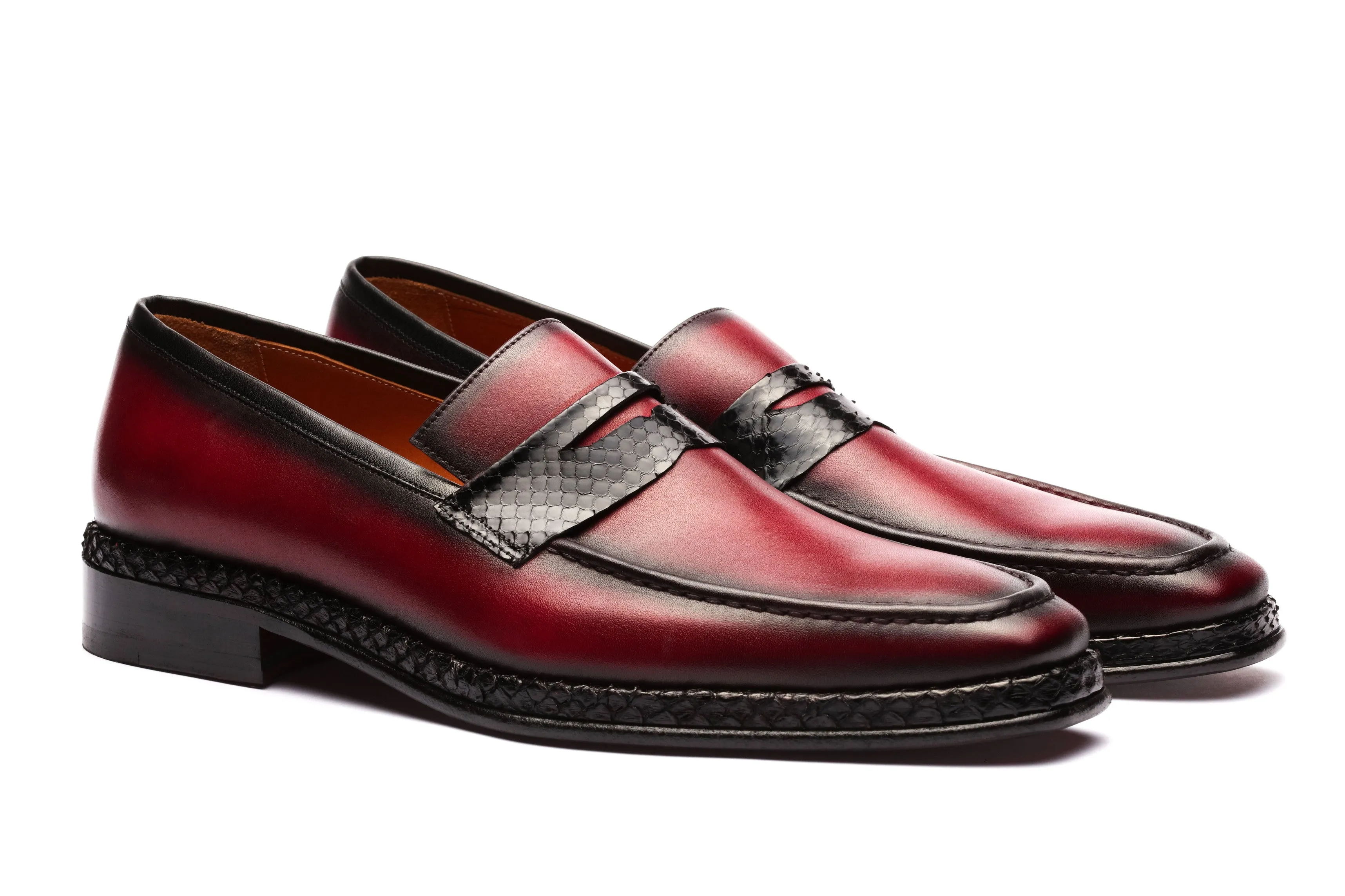 Penny Loafers Python Skin - Burgundy