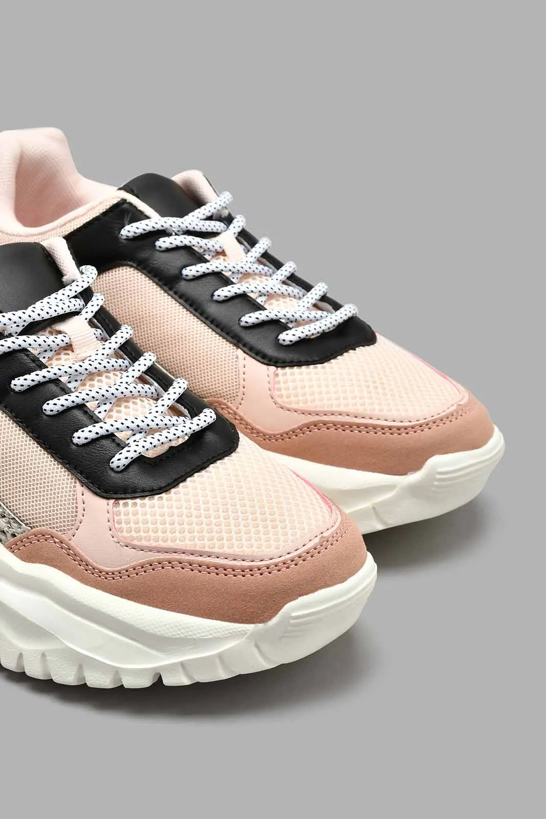 Pink Lace-Up Chunky Sneaker