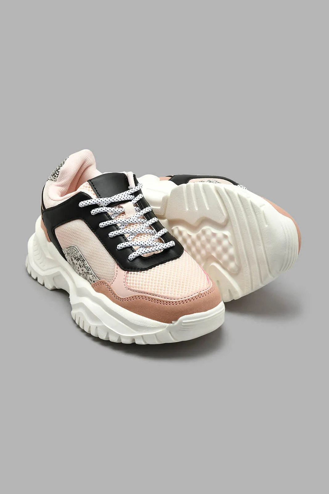 Pink Lace-Up Chunky Sneaker