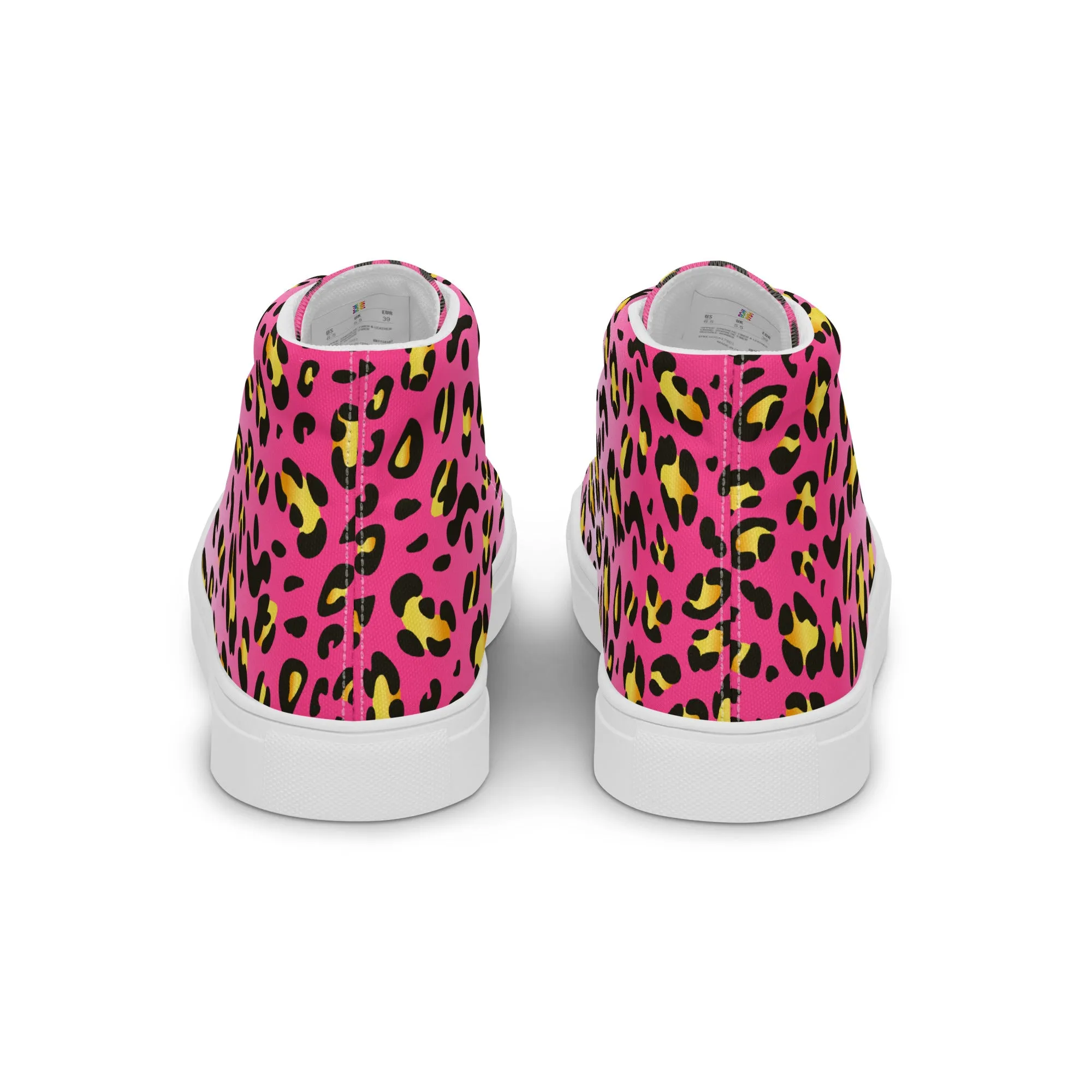 Pink Leopard With Rainbow Pride Flash Hi Tops Trainers (male sizes)