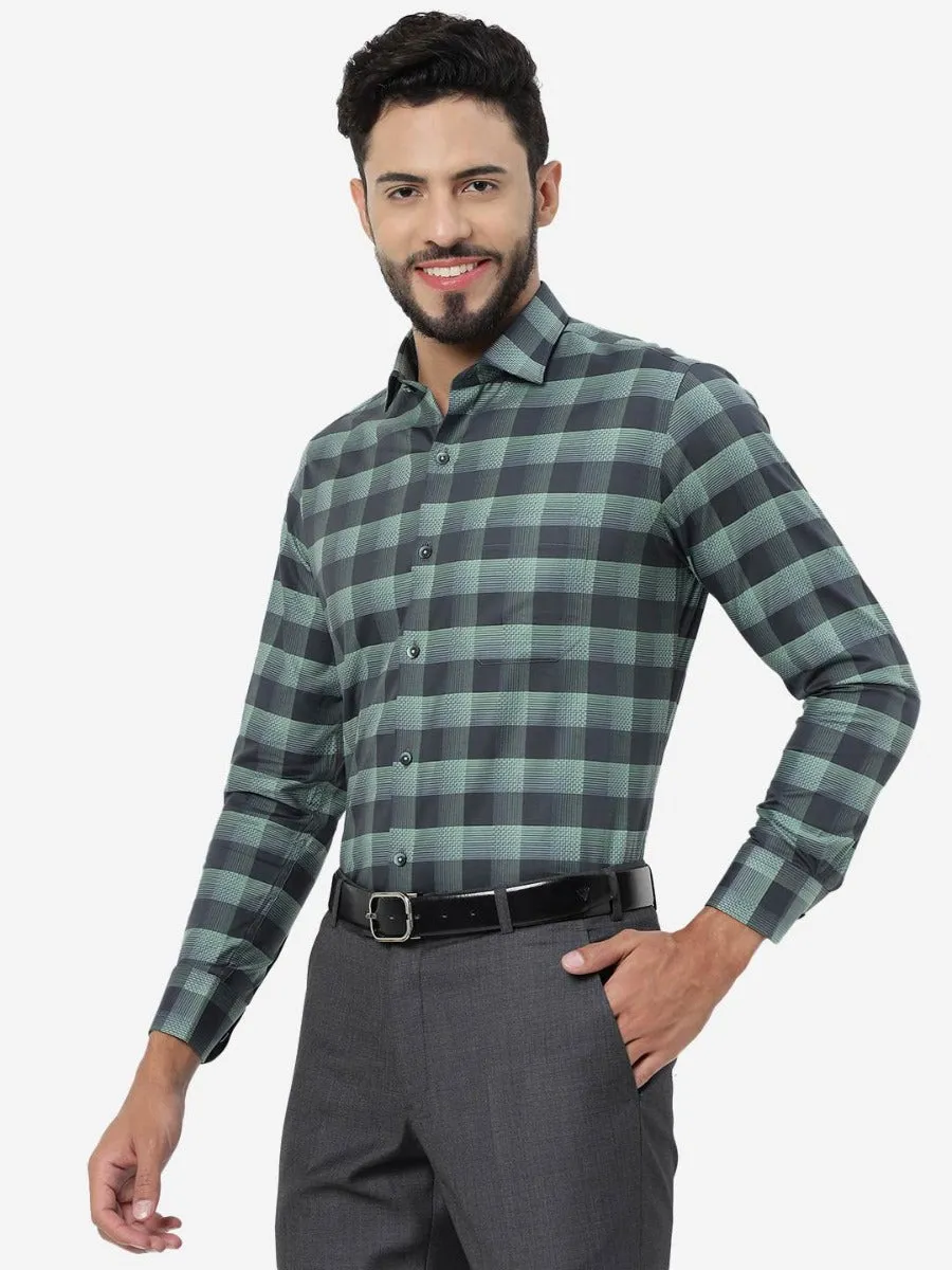 Pista Green Checked Slim Fit Formal Shirt | Metal