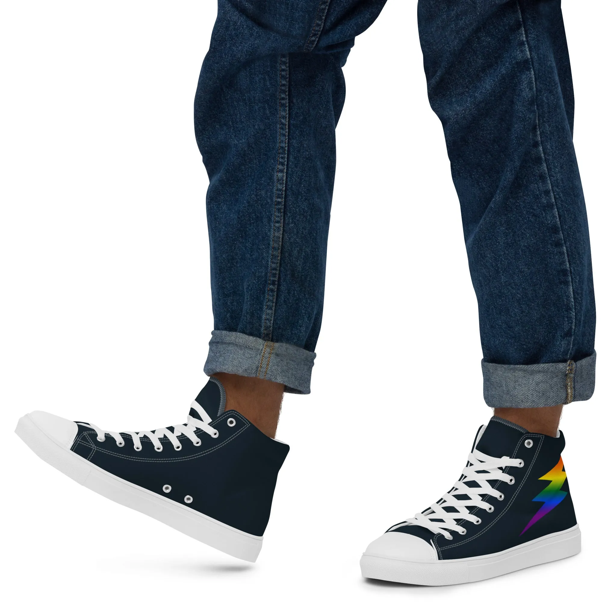 Rainbow Lightning Blue High Top Trainers (male sizes)