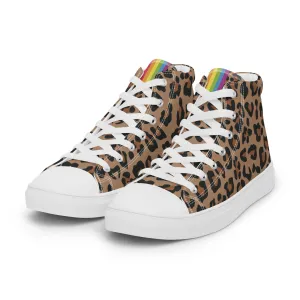 Rainbow Pride Leopard Print High Top Trainers (female sizes)