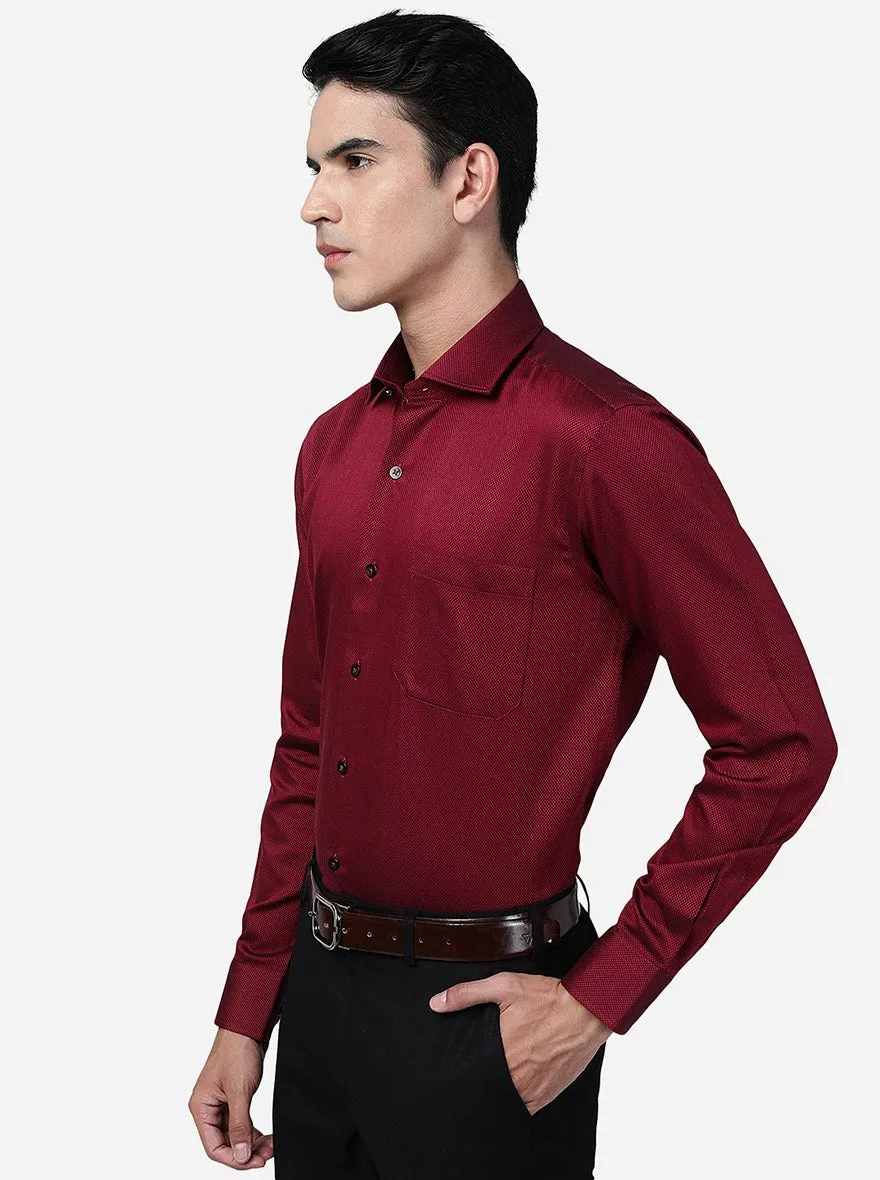 Red Solid Slim Fit Formal Shirt | Metal