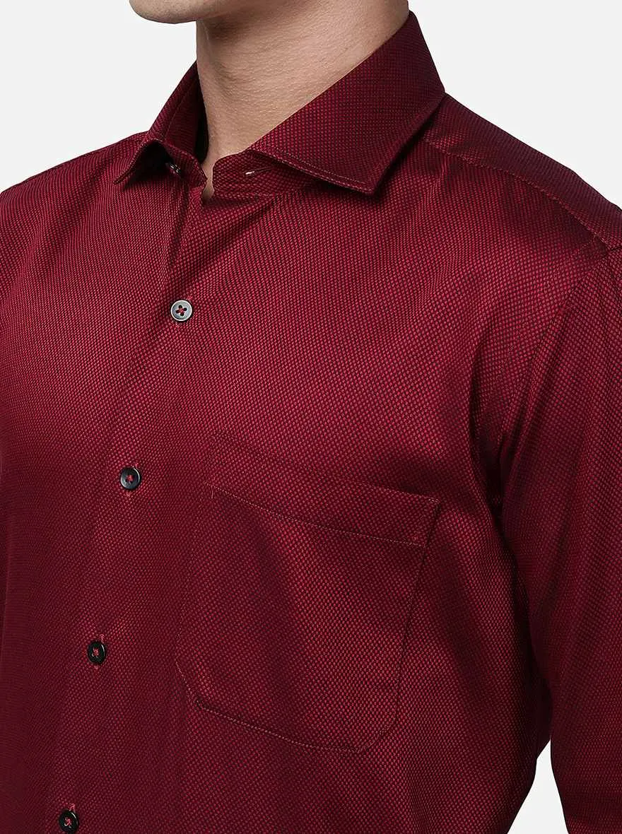 Red Solid Slim Fit Formal Shirt | Metal