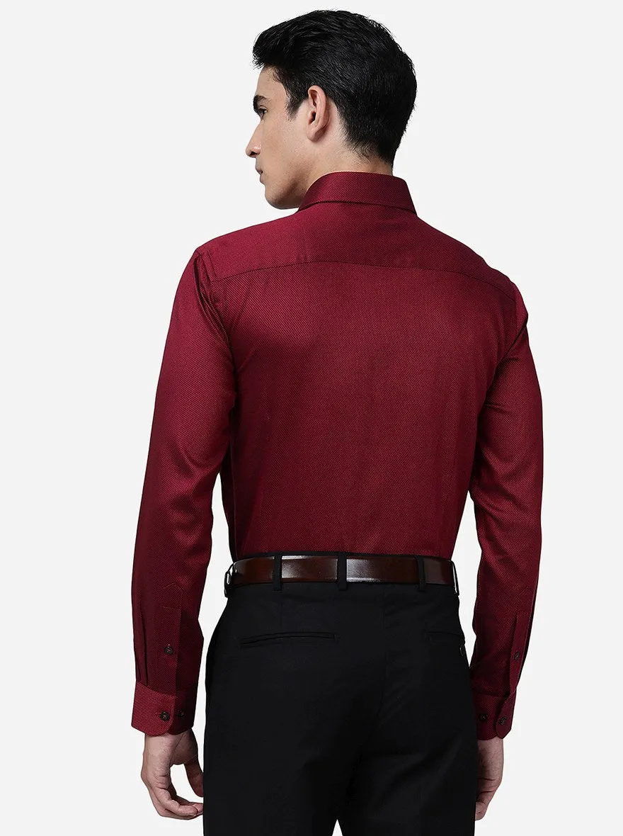 Red Solid Slim Fit Formal Shirt | Metal