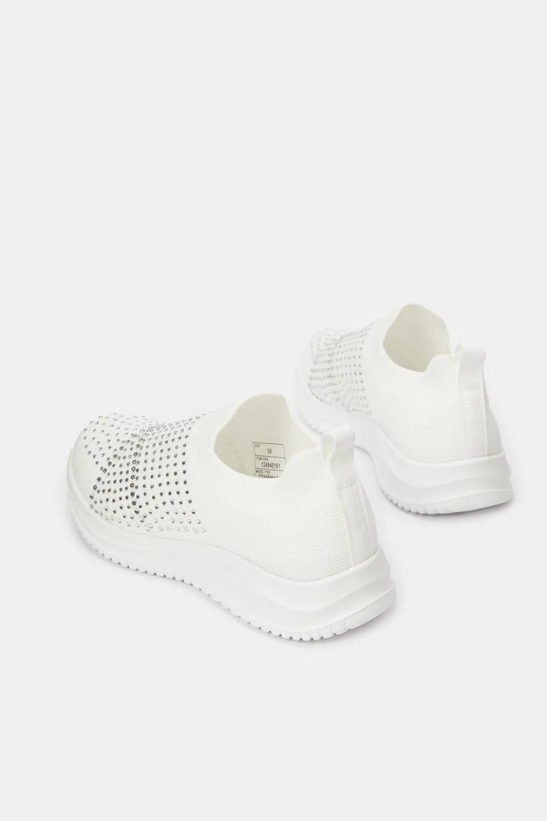 Senior Girls White Slip-On Trainer