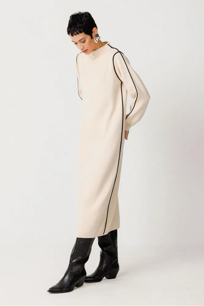 SKFK Leda Cream and Black Piping Dress