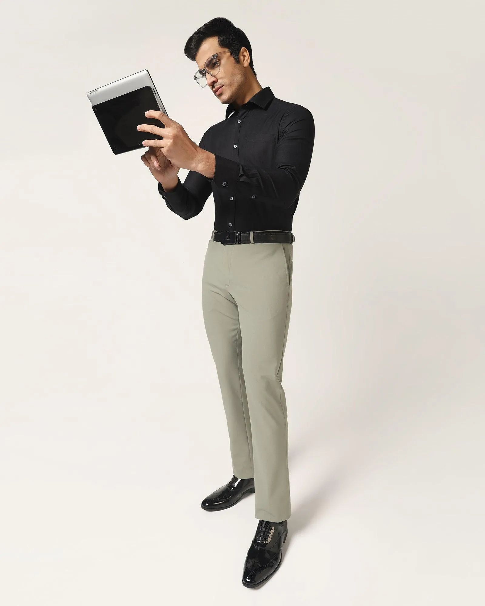 Slim Fit B-91 Formal Olive Solid Trouser - Davidson