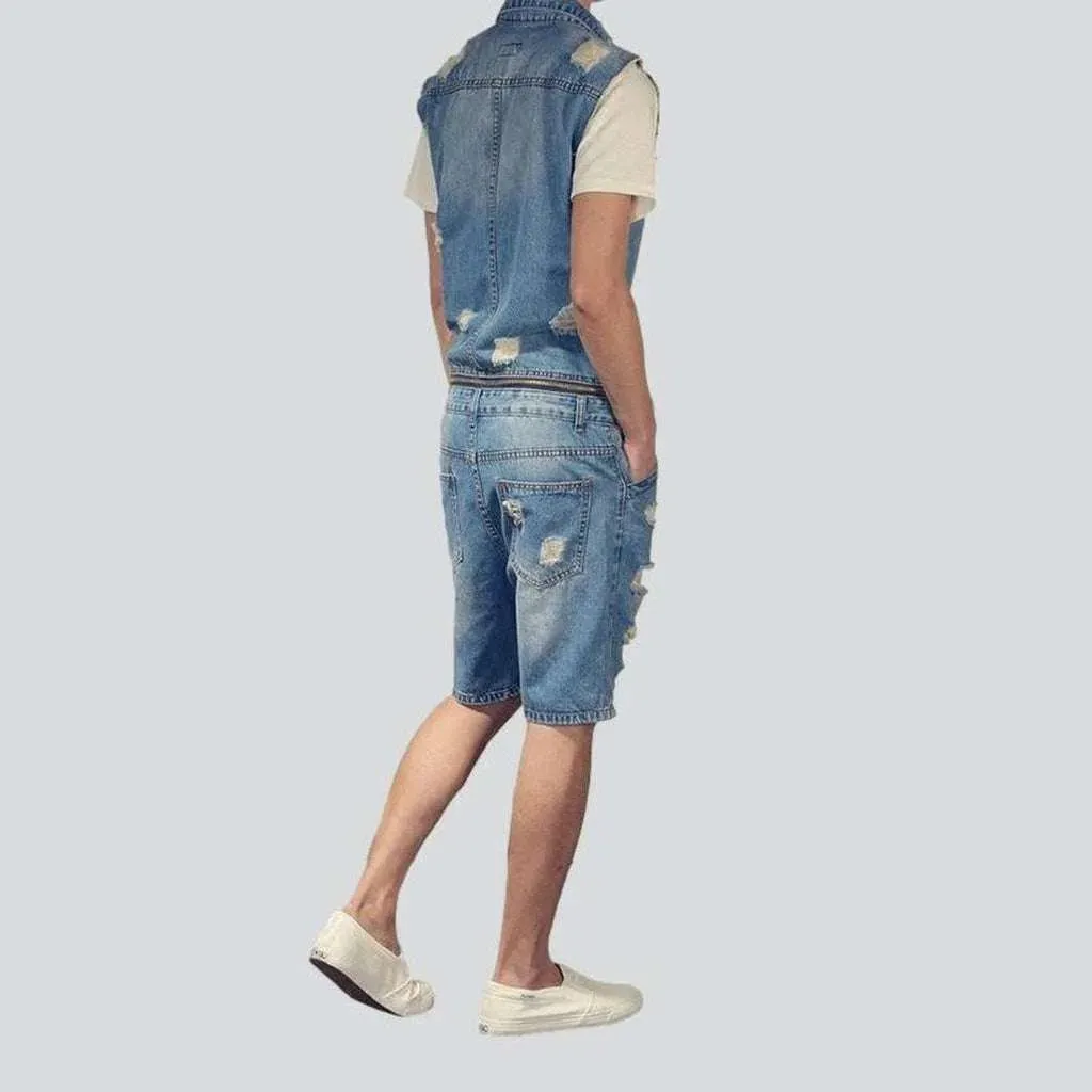 Slim fit jean jumpsuit for men