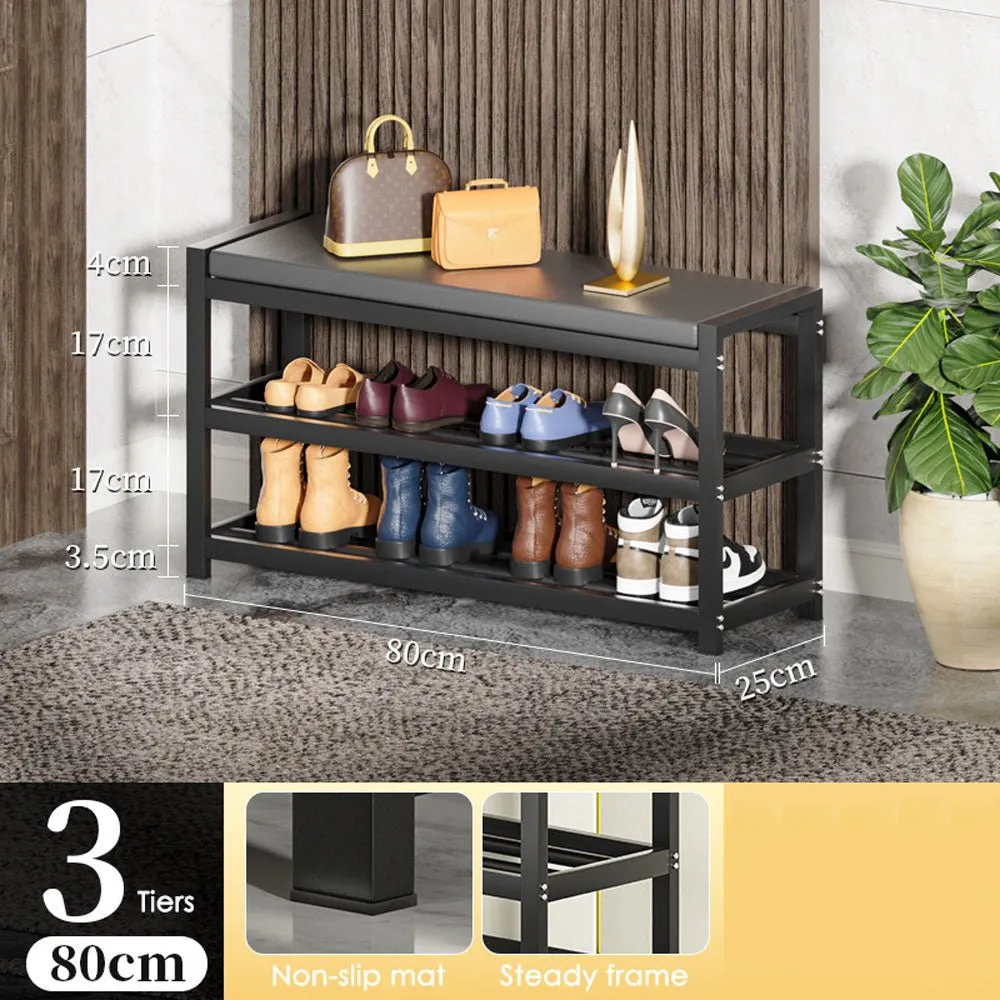 Sturdy Steel Multi-layer Shoe Rack with Bench Entryway Shoe Storage Organizer