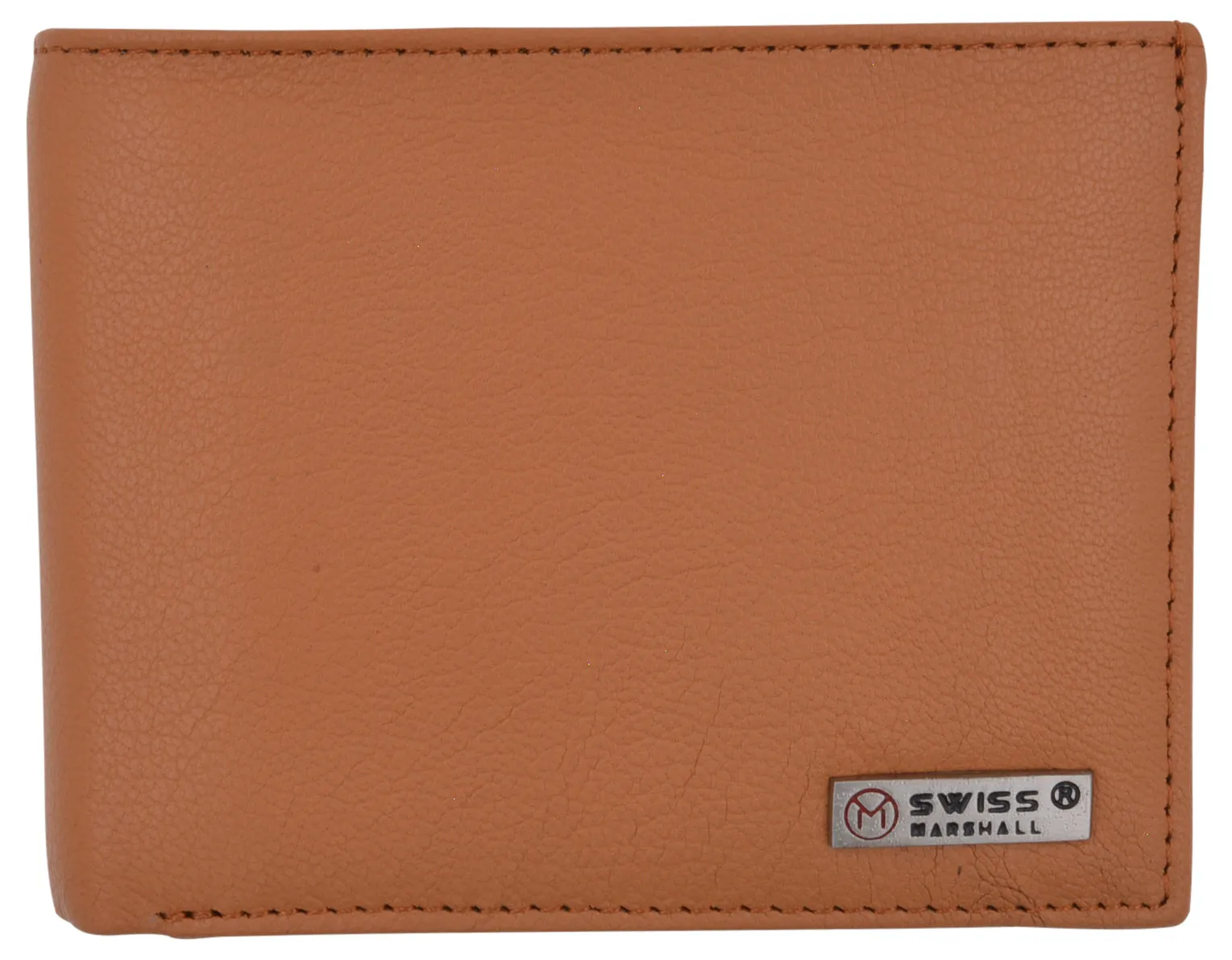 Swiss Marshall Mens Genuine Leather Passcase Bifold Wallet RFID Safe 2 ID Windows