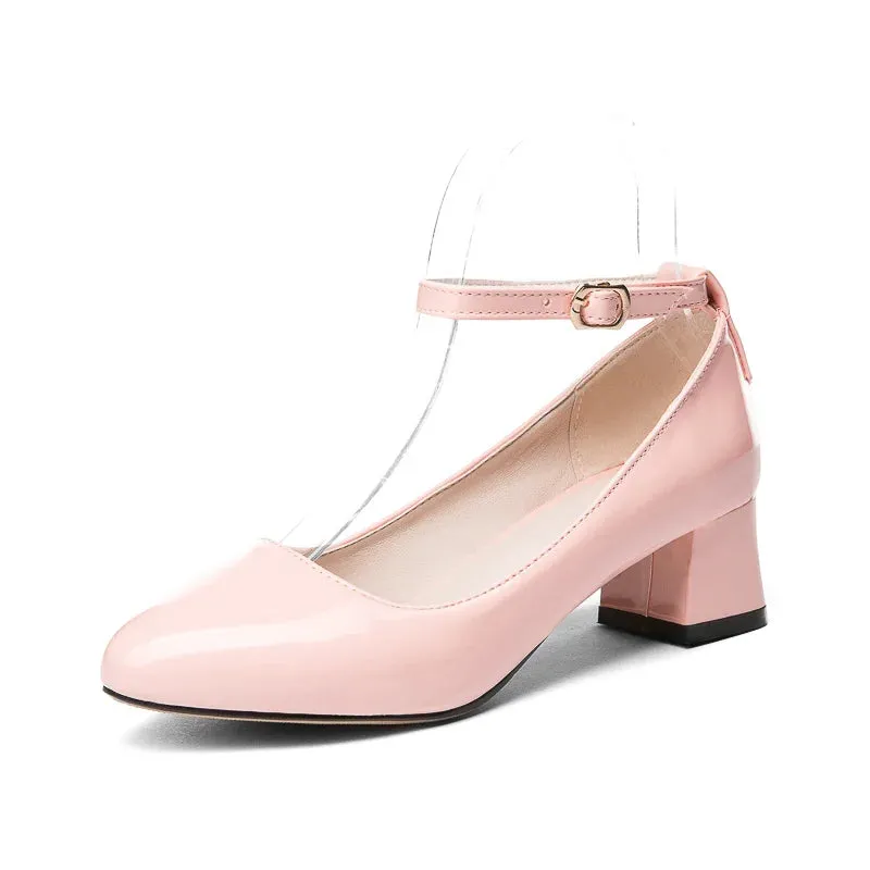 TAVIMART  -  Fashion Straps Short Heels Shoes Female Elegant Comfortable White Pink Nude Heeled Shoes Large Size Party Office Wedding Pumps