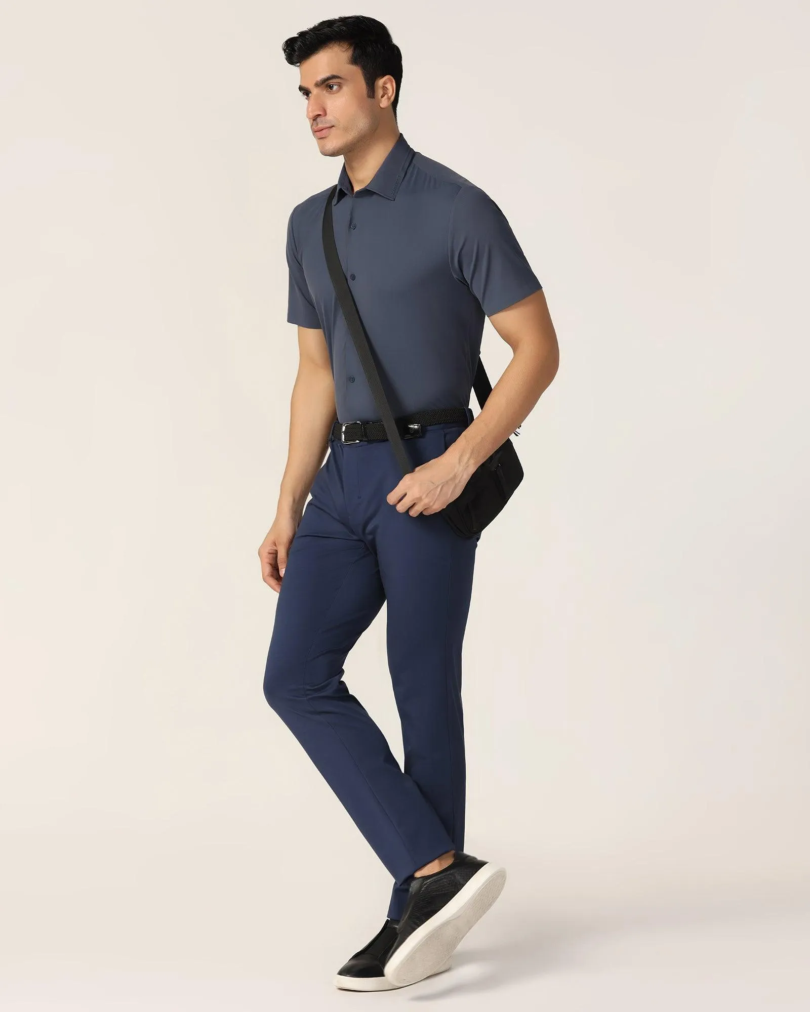 TechPro Formal Half Sleeve Midnight Blue Solid Shirt - Alfie