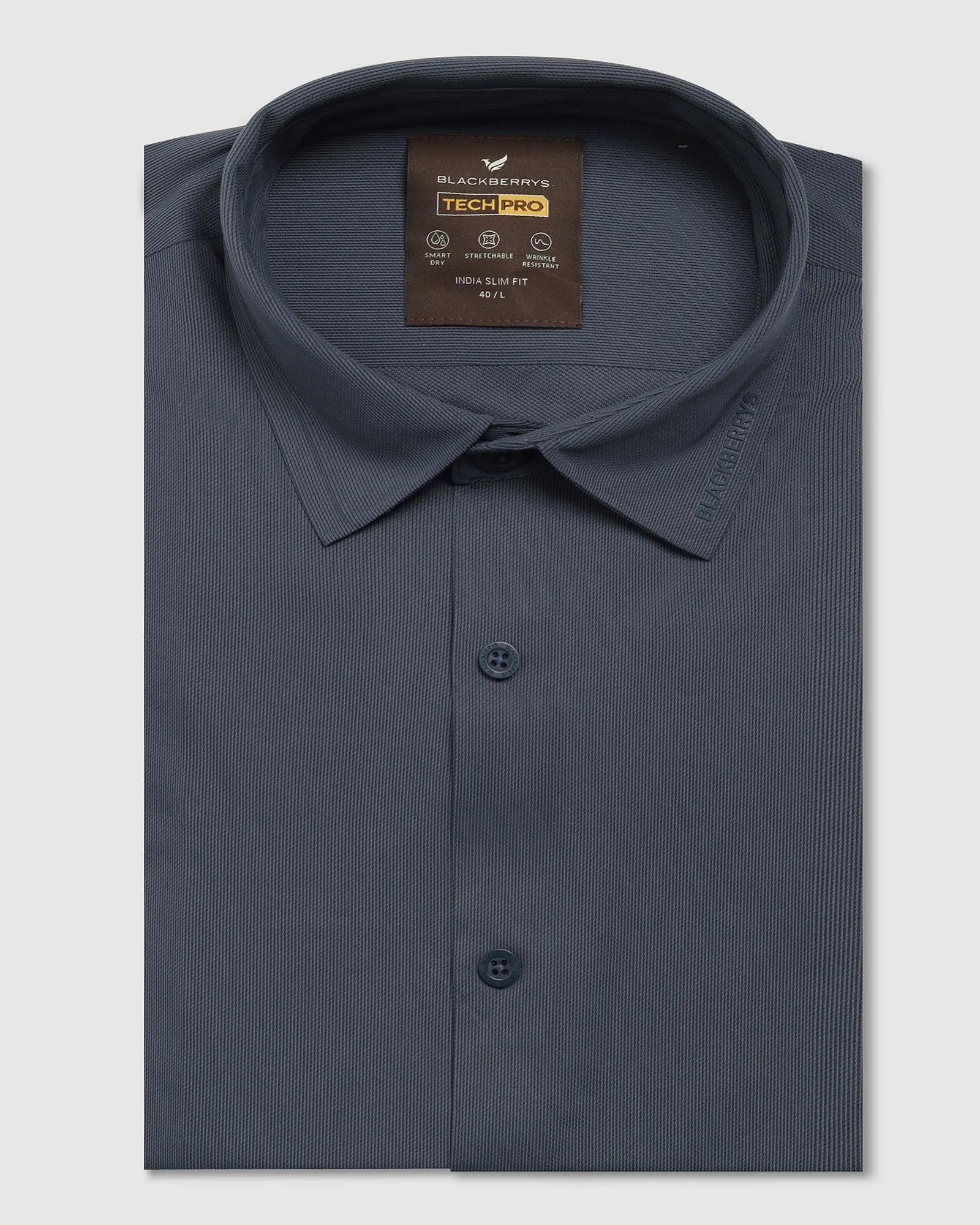 TechPro Formal Half Sleeve Midnight Blue Solid Shirt - Alfie