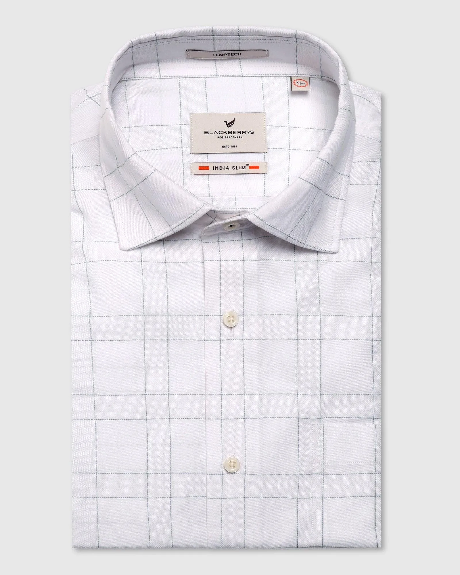 Temp Tech Formal White Check Shirt - Marwin