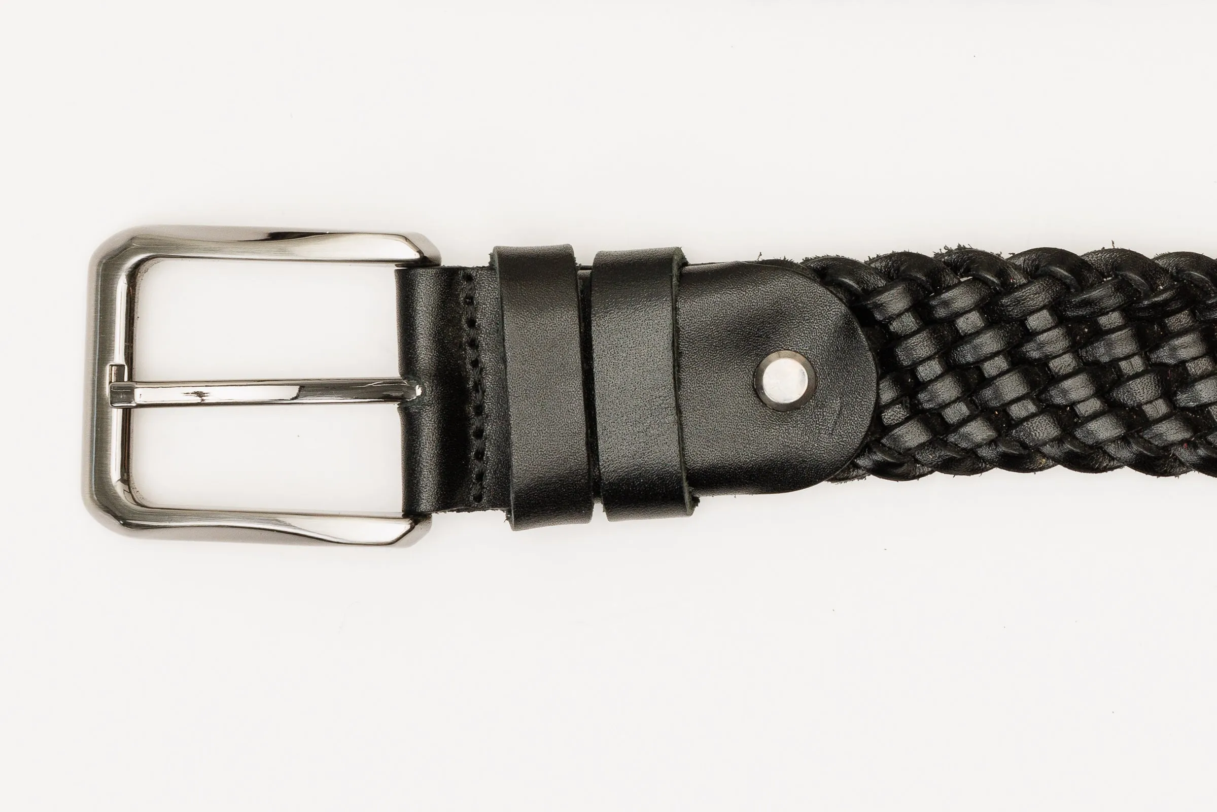 The Grand Woven Black Color Leather Belt