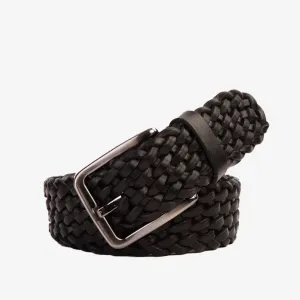 The Grand Woven Black Color Leather Belt