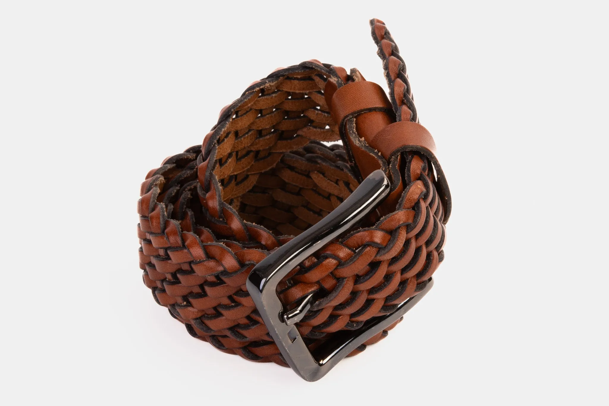 The Grand Woven Tan Color Leather Belt