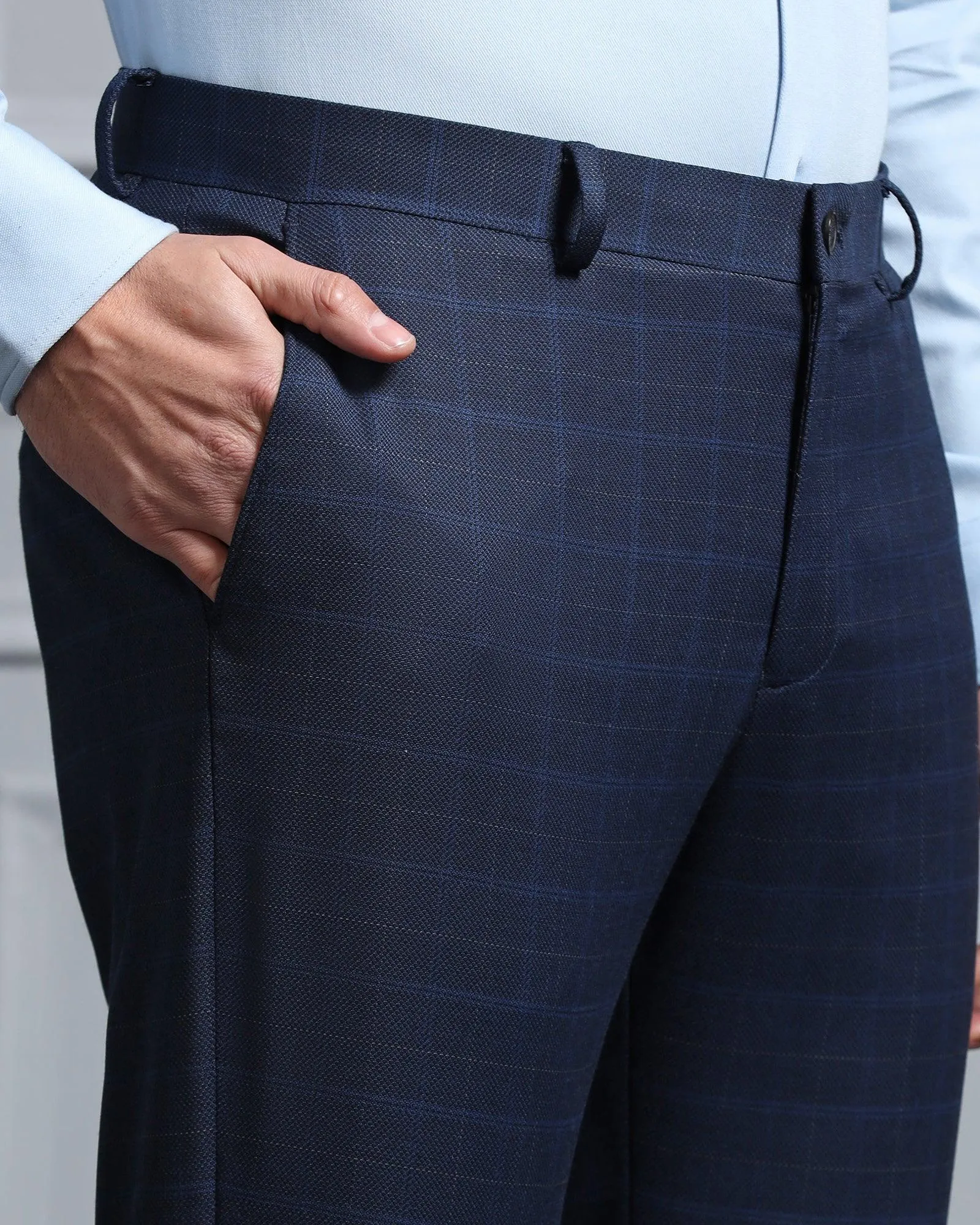 Three Piece Blue Check Formal Suit - Wester