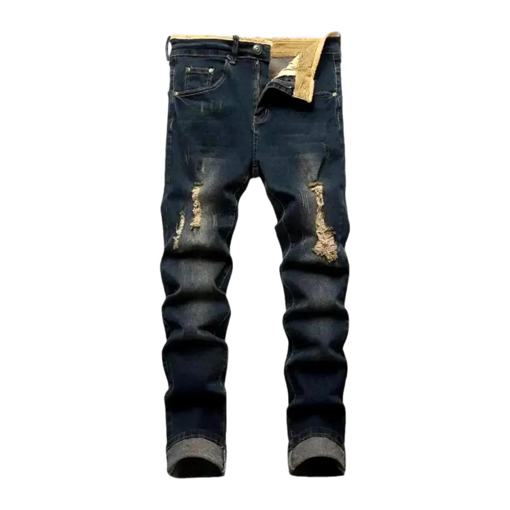 Trendy dark wash skinny men's jeans