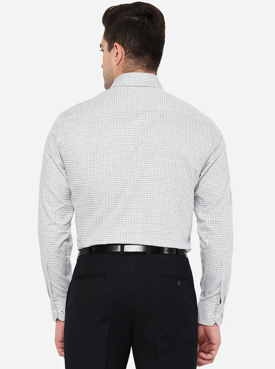 White & Black Checked Slim Fit Formal Shirt | JadeBlue