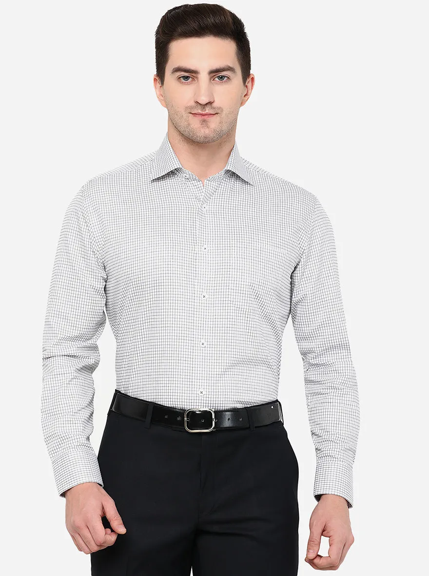 White & Black Checked Slim Fit Formal Shirt | JadeBlue