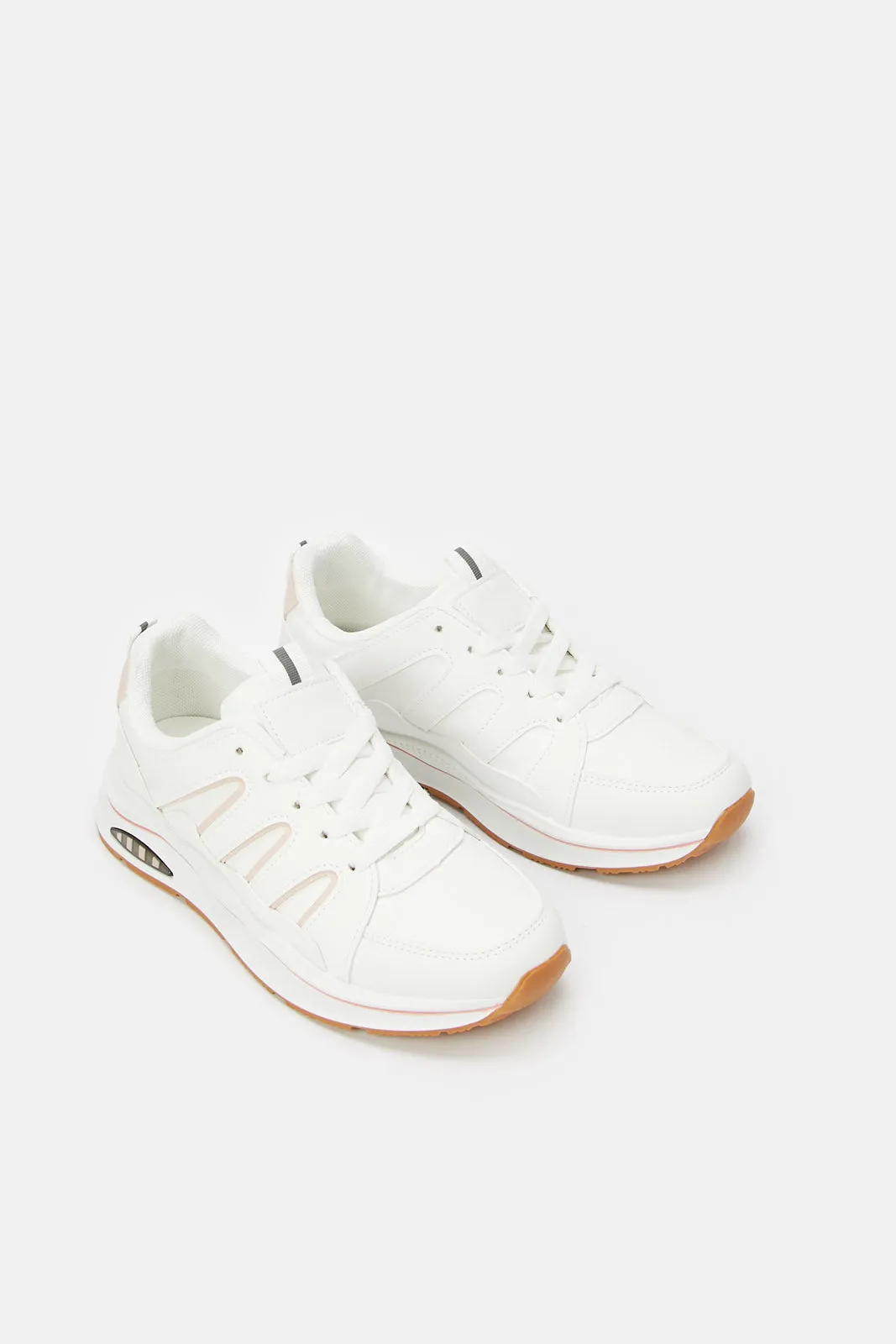 Women White Sneaker With Pink Highlights