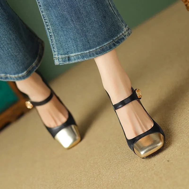 Women's Luxurious Color Block Fashion Thick Heeled Shoes