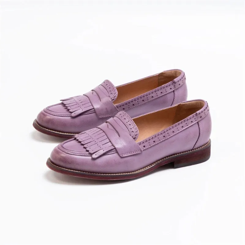 Women's Vintage Chic Round Toe Slip-on Oxford Shoes