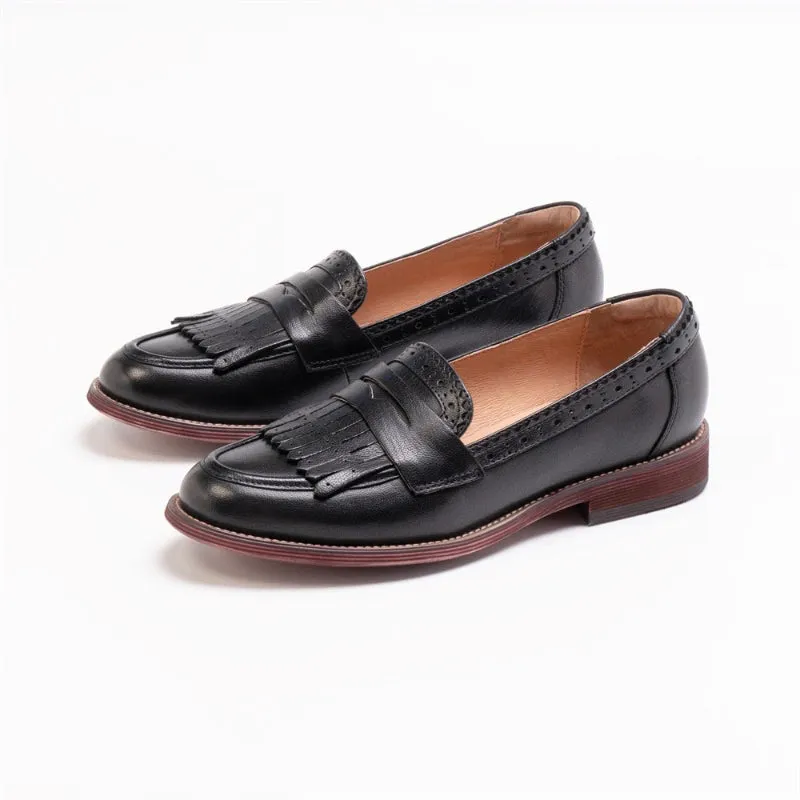 Women's Vintage Chic Round Toe Slip-on Oxford Shoes